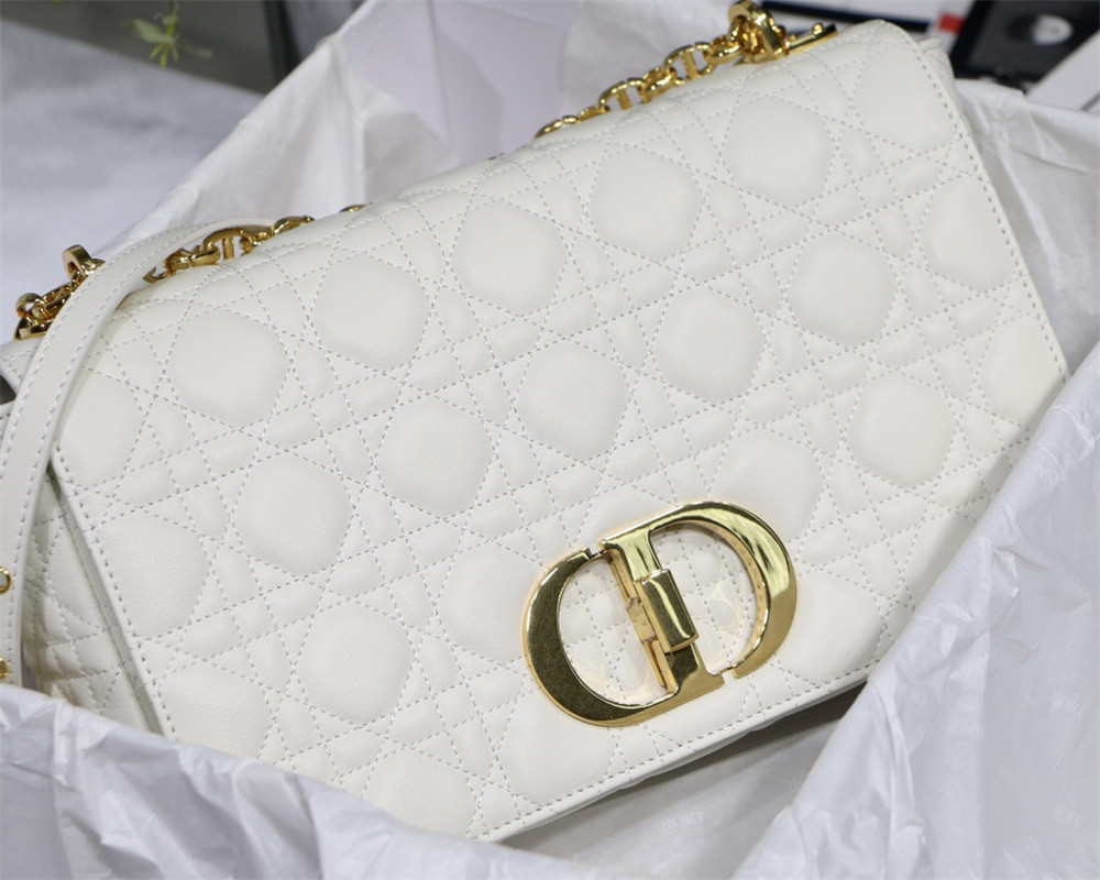 large d*or caro bag ivory S*pple cannage calfskin 29 x 18 x 10 cm